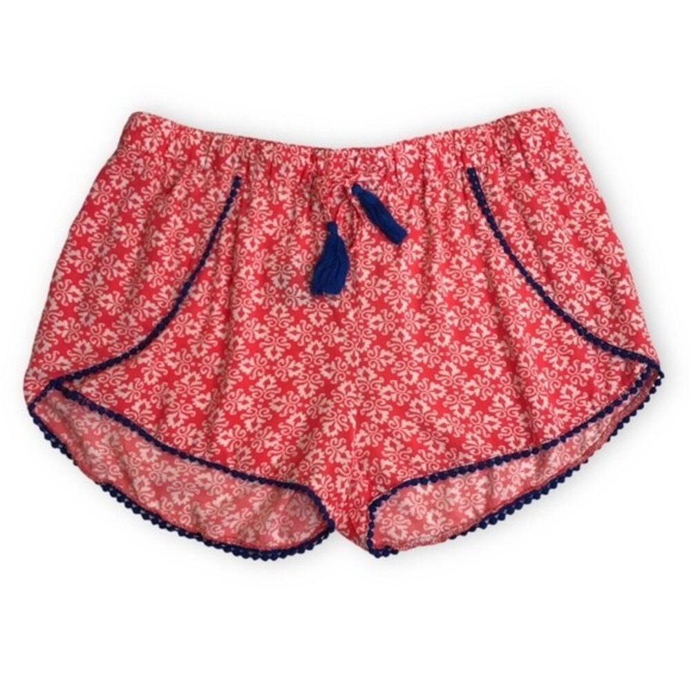 Christian Siriano Loungewear Shorts Ikat Coral Elastic Waist Women Size Large